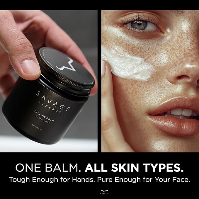 Beef Tallow Lotion for Face, Neck and Hands – Whipped Grass-Fed & Finished Tallow Balm with Manuka Honey & Olive Oil – No Seed Oils – All-In-One Cream Moisturizer for Skin – 4 oz