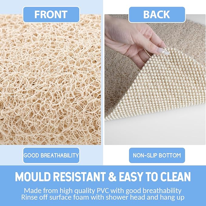 Non-Slip Bathtub Mat, Anti Slip Shower Mat, Fast Drying Bathtub Mats, Foot Scrubber Mat, Anti Slip Mat for Tub, Floor, Bathroom, Kitchen, Home, Hotel (Beige 40"×28")