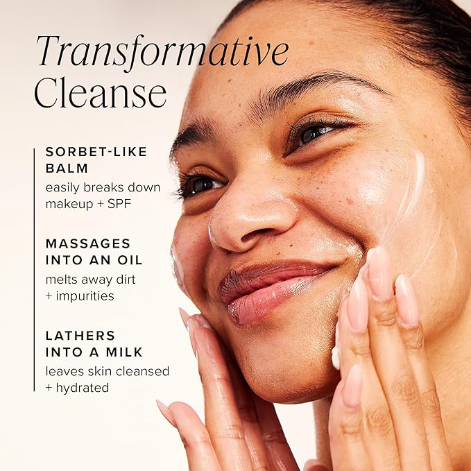 Farmacy Makeup Remover Cleansing Balm - Green Clean Waterproof Makeup Remover + Oil Based Cleanser - Gentle Exfoliating Double Cleanser - Melts From Balm to Milky Lather (50ml)