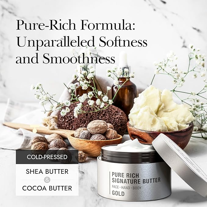 THERAPISPA Moisturizing Body Butter – Rich Body Cream with Shea Butter, Ceramides, Collagen & Vitamin B5 to Repair & Soften Dry, Cracked Skin (Gold, 7.0 fl oz)