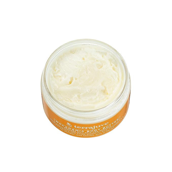Terrajuve Organic Macadamia Body Butter Lotion, Reduces Oily Skin, 100% Pure, All Natural, Made in USA (4 Oz)