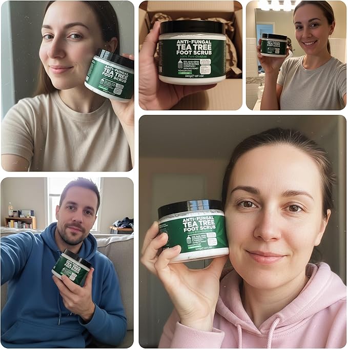 Foot Scrub with Tea Tree Oil | Callus Remover For Feet | Exfoliating Scrub with Salicylic and Glycolic Acid for Dead Skin, Athlete’s Foot, Warts, Corns, Rashes, Foot Odor, Insect Bites and Foot Care