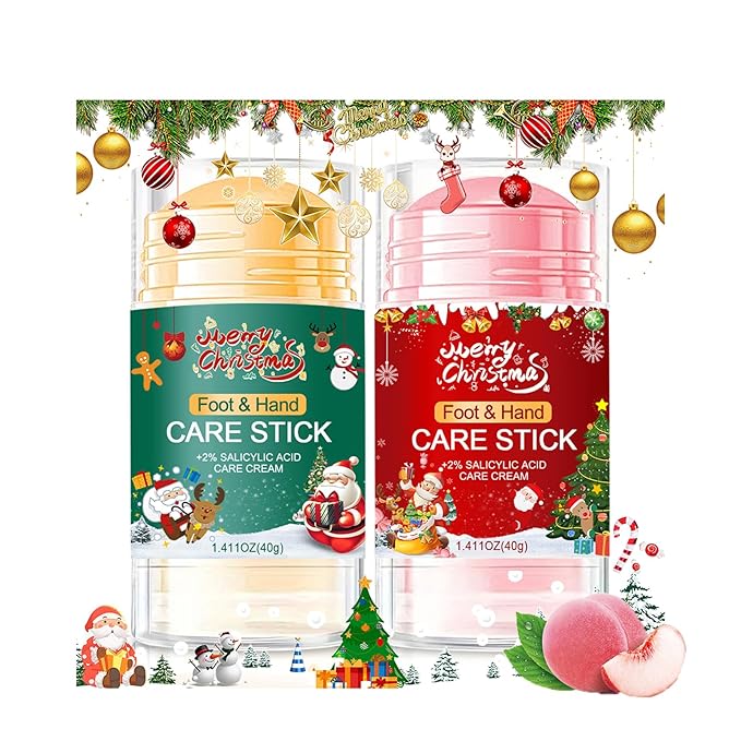 2Pcs Urea Cream 60% for Feet & Dry Cracked Skin, Christmas Hand Cream Cracked Heel Repair Stick, Maximum Strength Moisturizing Foot & Hand Balm, Repair Creams Christmas Gift Sets (Peach Flavour)