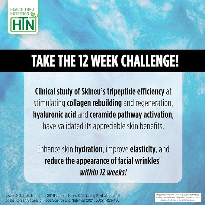 Skineu Collagen Tripeptide + L-Ergothioneine | Advanced Anti-Aging Formula | Morikol® Marine Collagen | Supports Skin Hydration, Elasticity & Joint Health | Non-GMO & Gluten-Free | 60 VegeCapsules