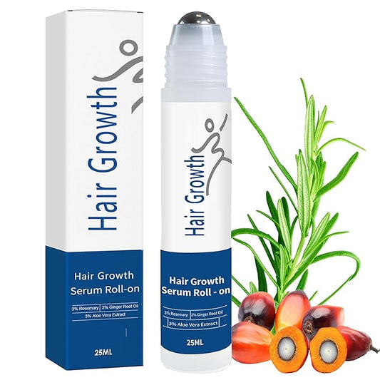 Rosemary Hair Growth Serum Roll On with 3% Rosemary，2% Ginger oil，3% Aloe Vera Extract， Stronger Root，stimulate follicle,Hair Thicker，Hair Loss Treatment.Advanced Hair Regrowth,0.85 Fl Oz pcs