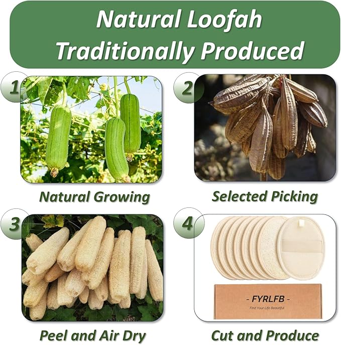 Natural Loofah Exfoliating Body Scrubber for Men and Women, Loofah Sponge Pads & Body Sponges Scrubber, Luffa Sponge to Clean & Relax Your Body Deeply (8 Pack)