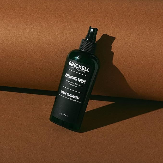 Brickell Men's Balancing Face Toner for Men, Natural and Organic Alcohol-Free Facial Toner with Witch Hazel, 8 Ounce, Scented