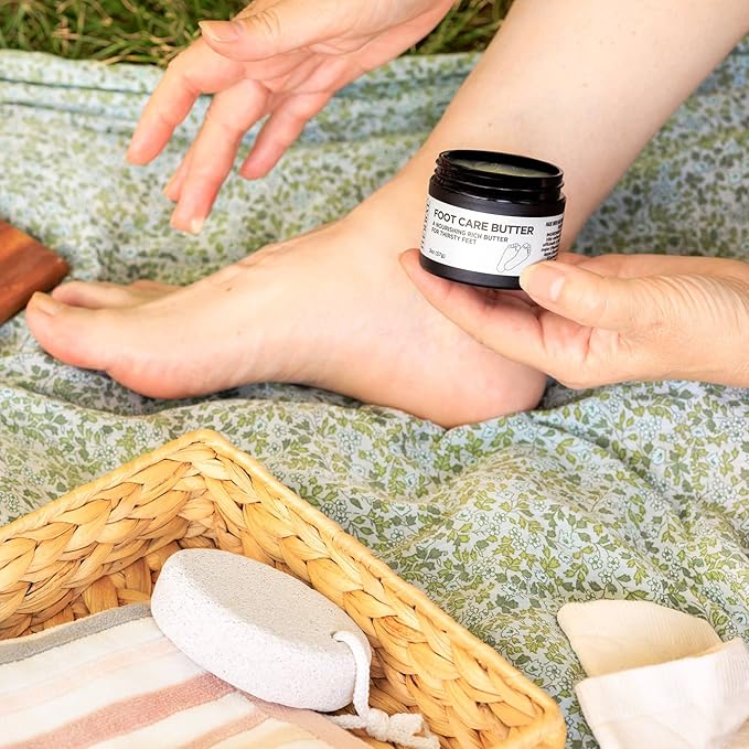 Ora's Amazing Herbal Foot Care Butter, Heel Balm, Foot Balm, Repair Cream for Dry Cracked Heels & Feet, Lavender, Tea Tree & Peppermint, 100% Recycled Plastic Jar, 2 oz