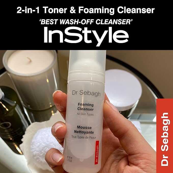 Dr Sebagh 2-in-1 Toner & Cleanser (1.7 fl oz) - Gentle Face Wash - Deep Pore Cleanser & Makeup Remover - Foam Cleanser for Oily Skin - Award-Winning