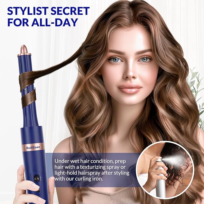 4-in-1 Hot Air Styler & Hair Dryer Brush – 110,000 RPM High-Speed Brushless Ionic Blow Dryer for Fast Drying, Curling, Straightening, Suitable for All Hair Styler - No Heat Damage(Blue)