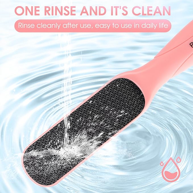 Foot File Callus Remover - Dead Skin Nano Glass Remover for Feet with Soft Brush, Professional Pedicure Tool for Home Foot Care - Pink