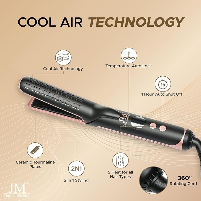 Duo Styler – 2-in-1 Hair Straightener and Curling Iron with Ceramic Plates, Adjustable Temperature, Fast Heat-Up, Frizz Control, Dual Voltage – for All Hair Types