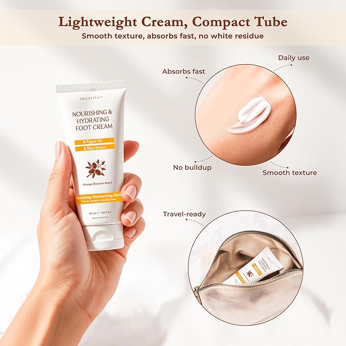 Foot Cream for Dry Cracked Heels and Feet Moisturizer with Argan Oil, Shea Butter & Vitamin E – Hydrating Foot Lotion for Dry Cracked Feet for Women – Smooth, Fast-Absorbing, Non-Sticky Care