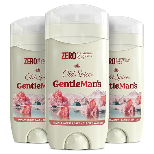 Old Spice GentleMan's Aluminum Free Dry Feel Deodorant for Men, 24/7 Lasting Freshness, Gentle on Skin with Skin Conditioners, Himalayan Sea Salt + Glacier Water Scent, 3.0 oz (Pack of 3)