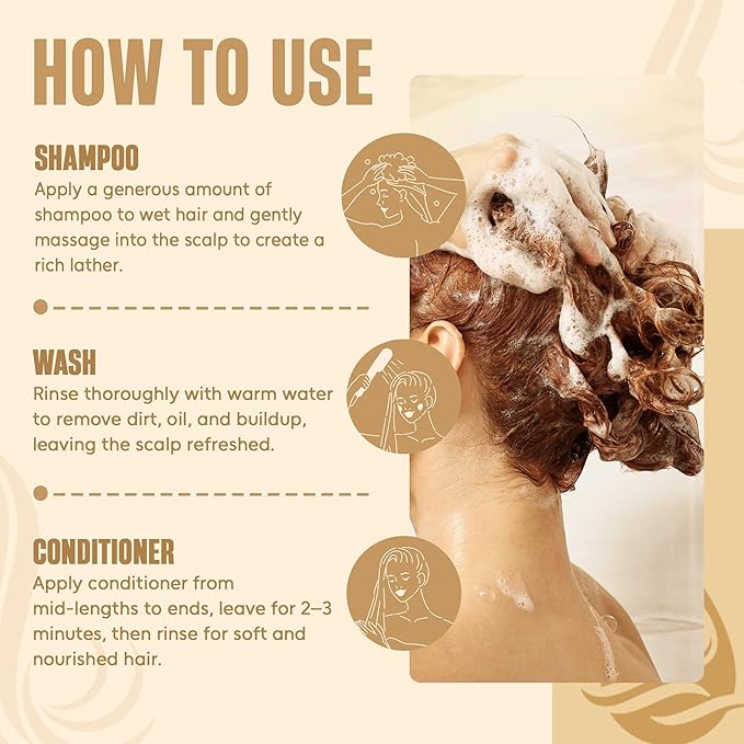 Keratin Shampoo and Conditioner Set | 16 fl oz Each | with Batana Oil & Bamboo Extract | Controls Frizz, Strengthens, Nourishes, & Adds Shine for Smoother Hair