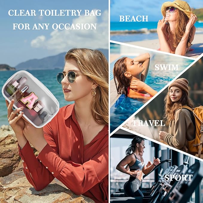 YOOLIFE Initial Birthday Gifts for Girls Kids Toiletry Bag Clear Makeup Bag Preppy Cosmetic Bag Birthday Gifts for 7 8 9 10 11 12 13 Year Old Girls Christmas Stocking Stuffers White S