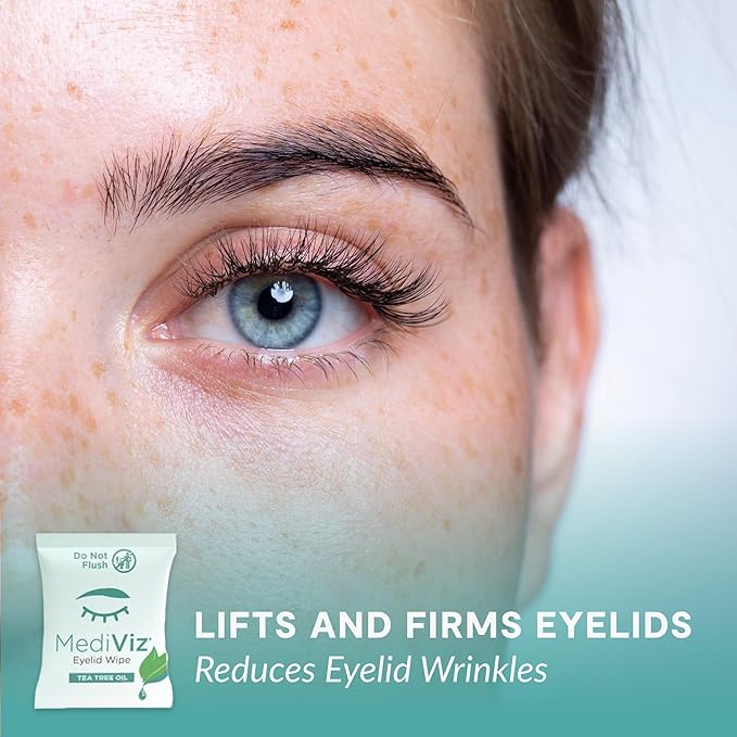 Eyelid Cleanser Wipes - 90 Single-Use Towelettes - Eyelash and Eyelid Wipes for Soothing Dry Eye Irritation, Demodex Removal and More