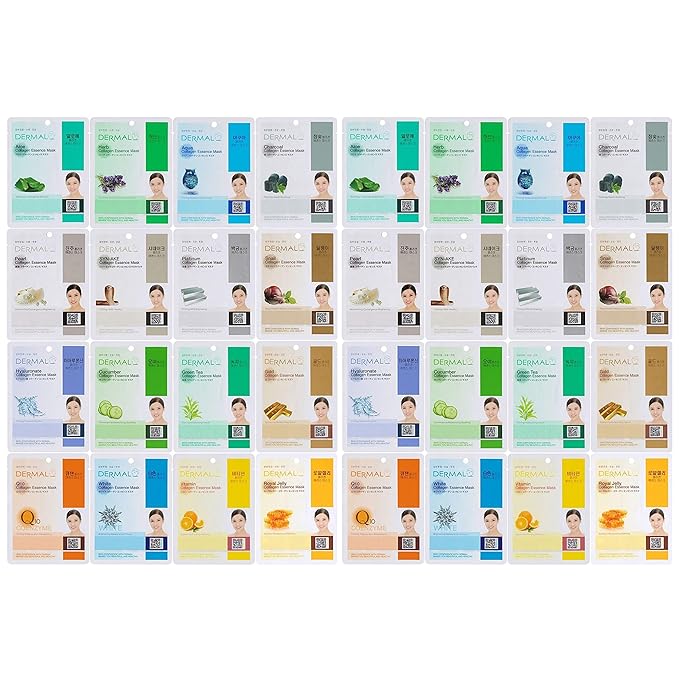 DERMAL 32 Combo Pack Made in Korea Facial Mask – 20+ Years of K-Beauty Experience, Premium Quality Korean Sheet Masks for Daily Skincare Routine