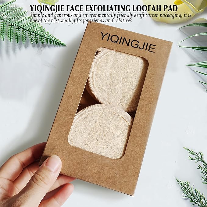 Face Exfoliating Loofah Pad Scrubber, Manual Facial Cleansing and Makeup Remover Brush 4 Pieces, Natural Loofa Sponge Pads Massage Pores and Clean Blackheads Without Hurting The Skin