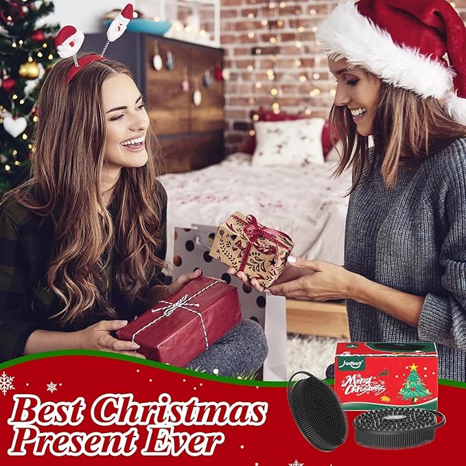 2 Packs Silicone Body Scrubber, Food-Grade Body Scrubber for Men & Women, Exfoliating Silicone Loofah for Sensitive Skin, Stocking Stuffers for Men & Women-The Most Popular Christmas Gifts