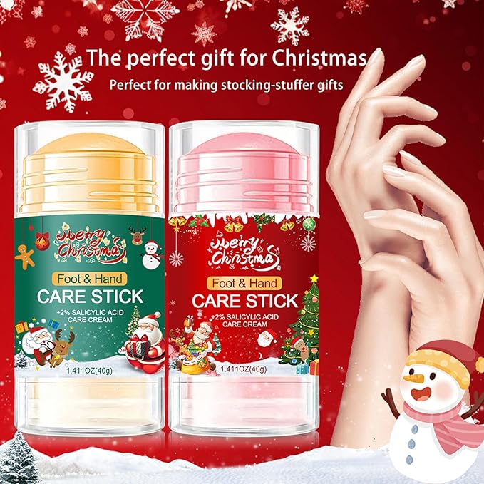 2Pcs Urea Cream 60% for Feet & Dry Cracked Skin, Christmas Hand Cream Cracked Heel Repair Stick, Maximum Strength Moisturizing Foot & Hand Balm, Repair Creams Christmas Gift Sets (Peach Flavour)