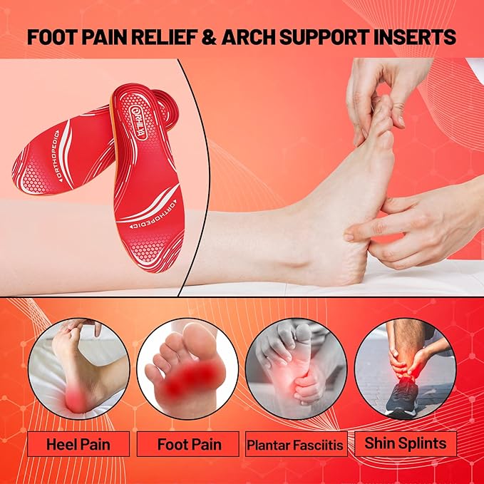 220lbs+ Plantar Fasciitis Relief Foot Pain Arch Support Insert Orthotics Insole, Women Men Shoe Inserts Standing All Day, Comfort Work Boot Insole Flat Feet Heel Spur Size 13, 310MM