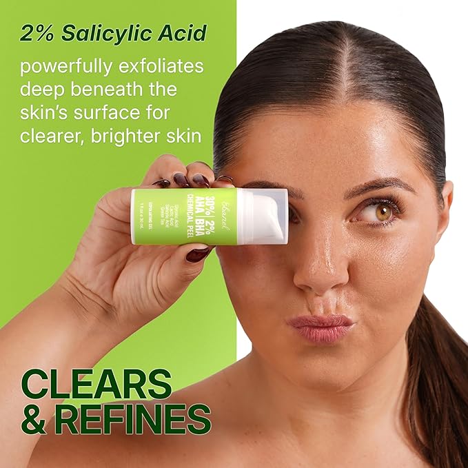 Ebanel Chemical Peel for Face, AHA BHA Exfoliator, Glycolic Acid Peel, Salicylic & Lactic Acid Face Peeling Gel, Infused with Green Tea & Chamomile for Acne Scars, Dark Spots, Wrinkles, Fine Lines