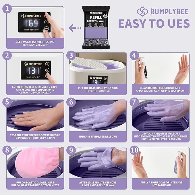 Paraffin Wax for Hand and Feet Refill,10 Packs Lavender Paraffin Wax machine for Hand and Feet Refill, Skin Moisturizing, Non-Greasy, Easy-Peeling