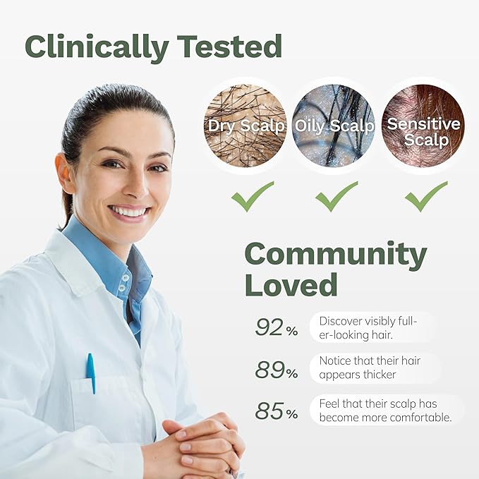 Scalp Serum for Thinning Hair in Men & Women, Clinically Tested Vegan Formula with Peptides & Rosemary Oil, Improves Hair Density and Scalp Health, Non-Greasy No-Rinse Christmas Gift