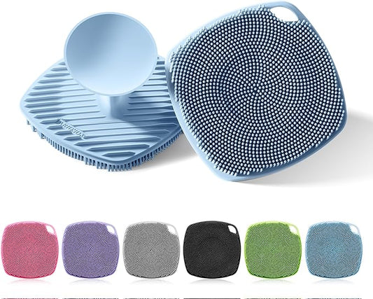 Silicone Body Scrubber, Gentle Texture Exfoliating Body Scrubber for Men and Women On Sensitive Skin, Soft Scrubber Produces Rich Form and Builds Up Lather, Getting a Deep Skin Clean (Blue)