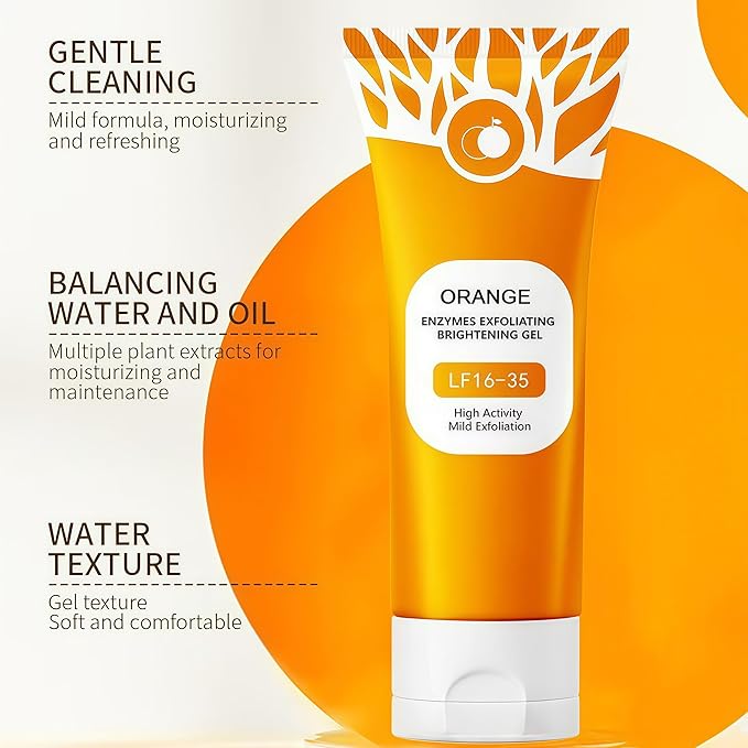 Orange Exfoliating Gel for Face and Body,2025 Exfoliating Cleansing Gel Scrub,Deep Clean Pores, Remove Blackheads & Moisturize Skin,All Types Skin（1 PCS - 3.38 fl oz）