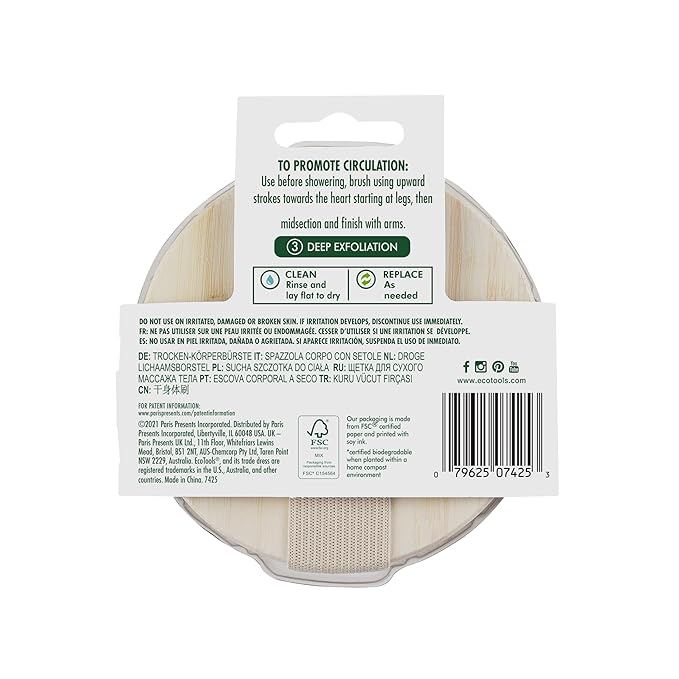 EcoTools Dry Body Brush, for Post Shower & Bath Skincare Routine, Removes Dirt & Promotes Blood Circulation, Helps Reduce Appearance of Cellulite, Eco-Friendly, Vegan & Cruelty-Free, 1 Count