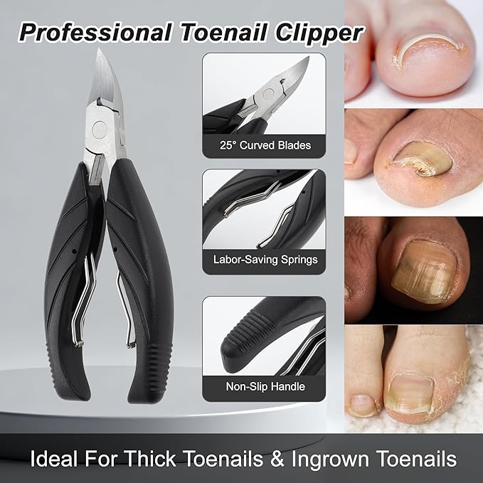 VOCOSTE Toenail Care Kit 13-Piece Ingrown Toenail Tools, Professional Grooming Set for Thick Nail Clipper Foot File Callus Removal & Pedicure