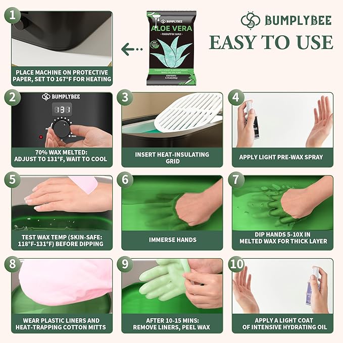 7000ml Paraffin Wax Machine for Hand and Feet-Black Hand Wax Paraffin Machine for Hands with 10pcs Aloe Vera Paraffin Bath Refills，Foot Care Kit,Moisturizing and Exfoliating