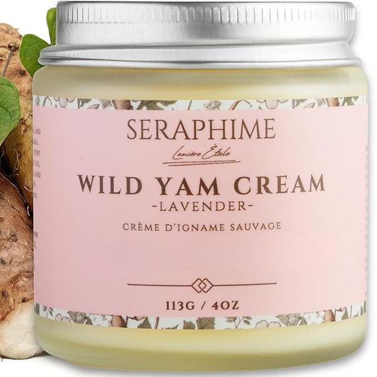 Wild Yam Cream for Hormone Balance - Gift for Mom - Menopause and PMS Support for Women - Wild Yam Balancing Cream - Hot Flashes, Night Sweats, Mood Swings, Low Energy - Lavender 4oz