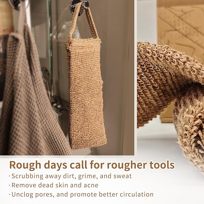 Extra Rough Exfoliating Back Scrubber,Natural Body Exfoliator for Workers Athletes and Men.Hygienic Loofah for Long Durable Daily Deep Cleansing
