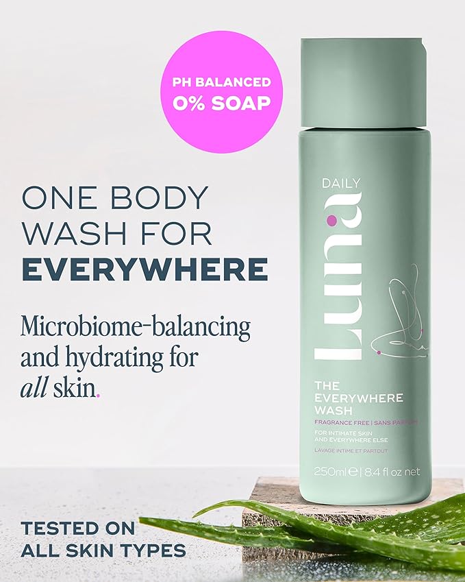 Luna Daily Fragrance-Free Feminine Wash, Unscented | pH-Balanced Body Wash for Sensitive Skin | Hydrating & Moisturizing Cleanser for Dry Skin | Gentle & Pregnancy-Safe, 250ml