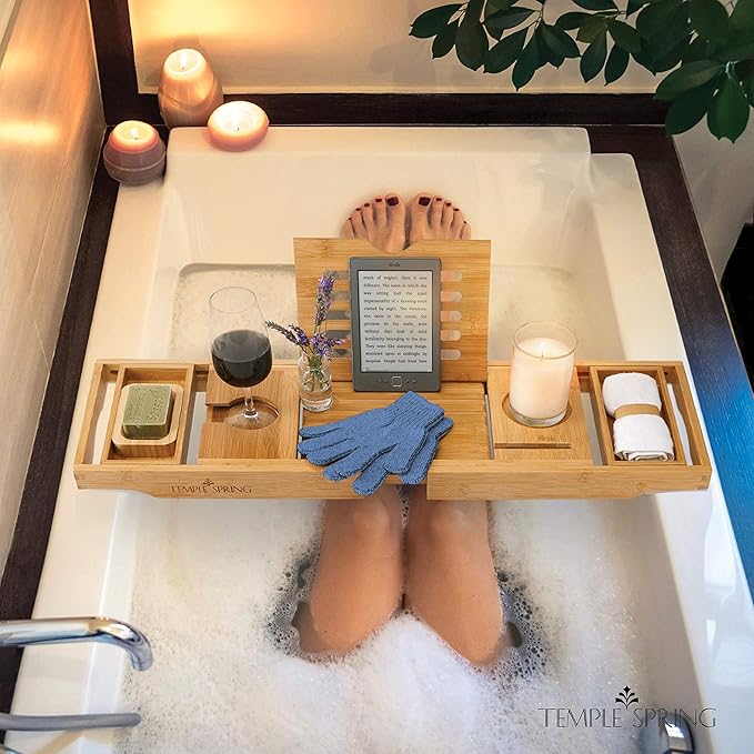 Temple Spring Exfoliating Glove, Rayon Bamboo Exfoliating Body Scrubber, Loofah Washcloth, Exfoliate Loofa Shower Scrubber, Body Exfoliator Scrub, Shower Loofah Bath Sponge –Cornflower Blue