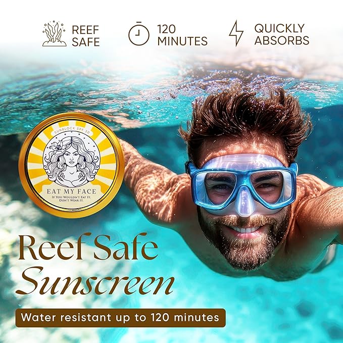 Eat My Face Organic Beef Tallow Sunscreen SPF 30 | Non Nano Zinc Oxide Mineral Sunscreen, Reef Safe & Non Toxic Sunblock for Face and Body, Natural Chemical Free Made in USA, Tallow Zinc Sunblock 4oz