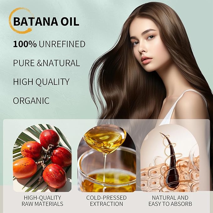 Aero Zen Batana Hair Growth Oil, 100% Pure Natural Batana Oil, Unrefined, Repairs Damaged, Dry Hair and Split Ends, Enhances Hair Volume, Suitable for Both Men and Women (3.78 oz)