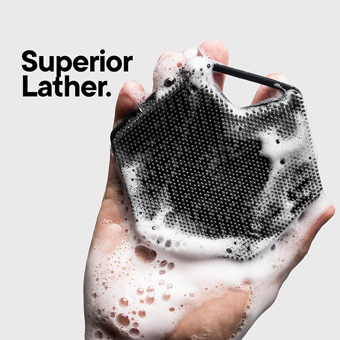 TOOLETRIES Body Scrubber 2.0 – Premium Silicone Scrubber for Cleaning, Exfoliating Your Skin – Extra Long Lather Boosting Bristles with Ergonomic Handle, Long-Lasting & Easy to Clean - Charcoal