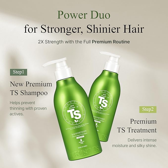 TS New Premium Shampoo | Korean Hair Loss Care for Thinning Hair with Biotin & Niacinamide | Zinc Pyrithione & 19 Botanical Extracts | Sulfate-Free Creamy Formula for Scalp Health (16.91Fl Oz/ 500ml)