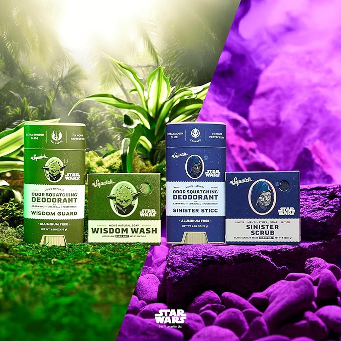 Dr. Squatch Star Wars Bundle - Natural 4 Soap and 2 Deodorant Gift Set - Wisdom Wash, Wisdom Guard, Sinister Scrub, Sinister Sticc