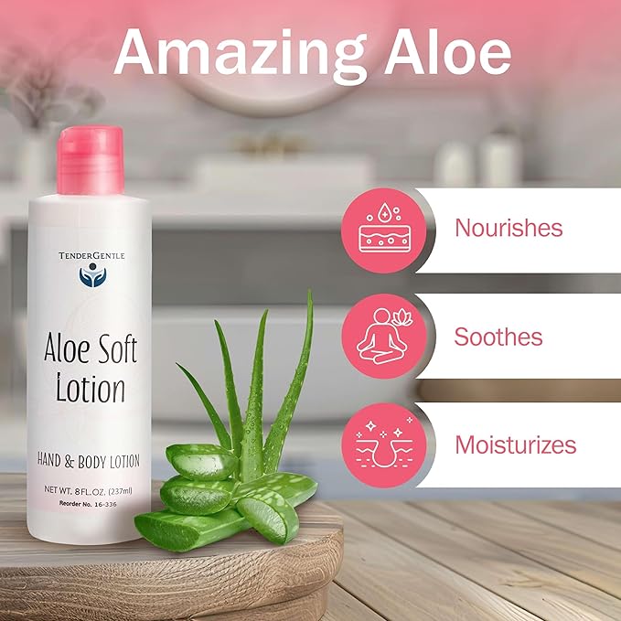 Aloe Lotion for Hands and Body - 2 Bottles with 8 oz of Aloe Vera Lotion for Dry Skin - Good for Sensitive Skin and Extra and Severely Dry Skin - Aloe Vera Moisturizer