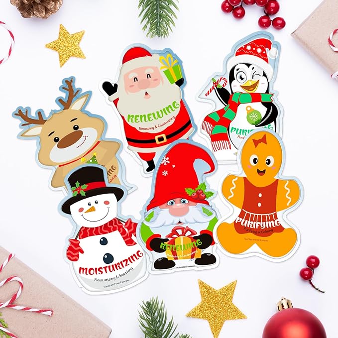 Timgle 48 Pcs Christmas Stocking Stuffers Bulk Facial Masks Skincare Face Sheet Masks Holiday Gifts for Women, Fragrance Hydrating Face Mask Spa Gifts Bulk for Coworker Adults Stocking Stuffer