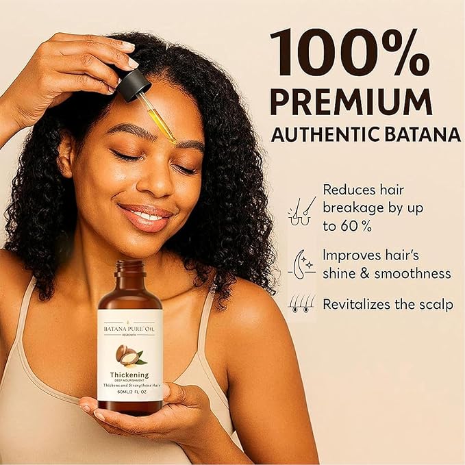Batana Oil for Hair Growth – 100% Pure & Organic from Honduras – Cold-Pressed Treatment for Scalp & Hair – Strengthens, Thickens & Restores Natural Hair – 60ml