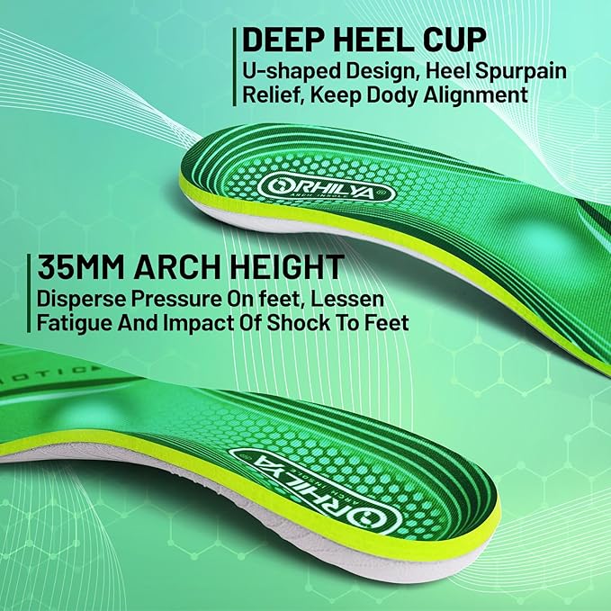 220lbs+ High Arch Support Insert Plantar Fasciitis Relief Metatarsal Pain Orthotic Insole for Men & Women Standing All Day, Flat Feet Heel Comfort Work Boot Shoe Inserts,280MM Size 9
