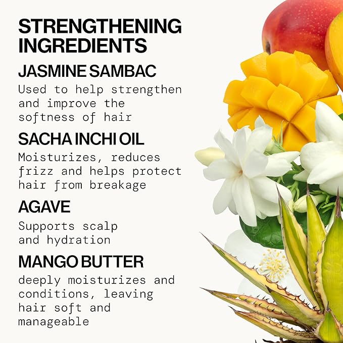 Jasmine Agave Strengthening Shampoo & Conditioner Set – Clean Vegan Shampoo & Conditioner for Weak Or Brittle Hair (Including Color-Treated), Stronger, Shinier Strands, No Silicones or Parabens