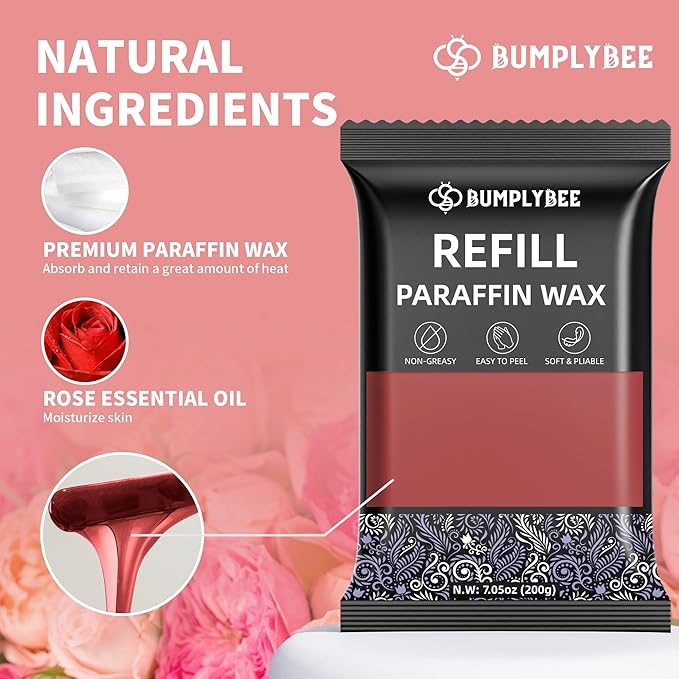 Paraffin Wax for Hand and Feet Refill - 10 Packs Rose Scent Paraffin Wax Refills with Silicone Brush,Skin Moisturizing, Non-Greasy, Easy-Peeling