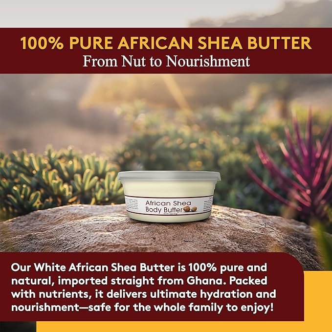 Okay White Shea Butter for Hair and Skin - Raw African Shea Butter for Women and Men, Daily Moisturizer for Face and Body, Helps with Stretch Marks, Soothes Dryness - 7.5 Oz Jar (Pack of 2)
